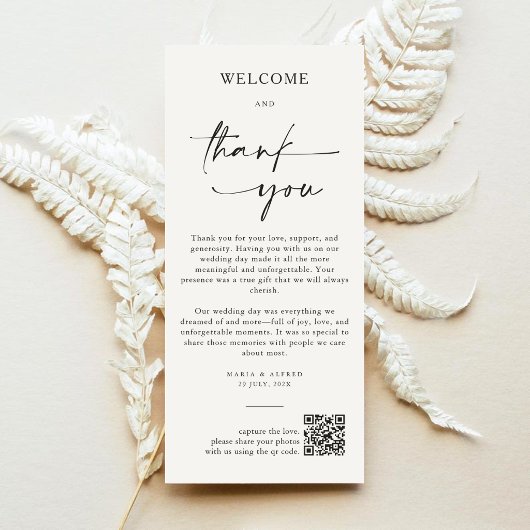 Elegant Monogram Wedding Thank You Card QR Code サンキューカード