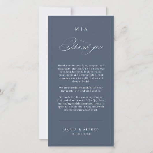 Elegant Monogram Wedding Thank You Card QR Code サンキューカード (正面)