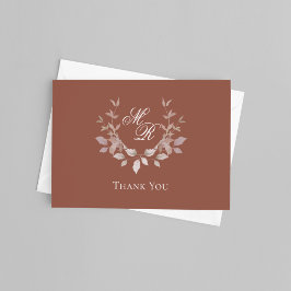 Elegant Monogram Wedding Thank You Script サンキューカード
