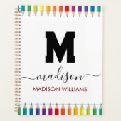 Elegant Monogram white black  Script Office School プランナー手帳 (正面)