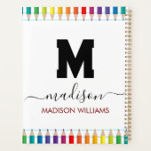 Elegant Monogram white black Script Office School プランナー手帳 (裏面)