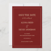 Elegant Monogram Wine Red Script Wedding セーブザデート (正面)