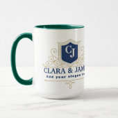 Elegant Monogram with bride and groom names gold マグカップ (左)