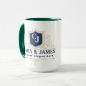 Elegant Monogram with bride and groom names gold マグカップ (正面左)
