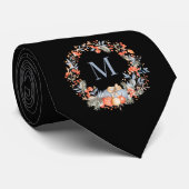 Elegant Monogram Wreath Dusty Blue Modern ネクタイ (ロール)