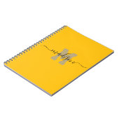 Elegant Monogram Yellow Script Office School ノートブック (左側)