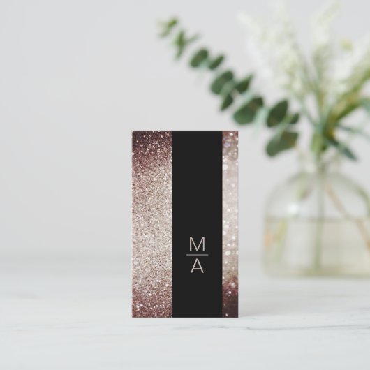 Elegant Monogramm Silber Rost Visitenkarte 名刺 (スタンド正面)