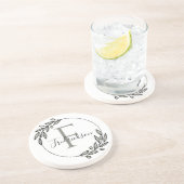 Elegant Monogrammed Initial Wreath Table Protectio コースター (側面)