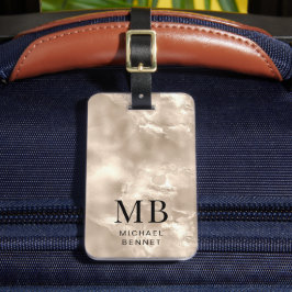 Elegant Monogrammed Ivory Beige Pearl Texture ラゲッジタグ