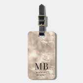 Elegant Monogrammed Ivory Beige Pearl Texture ラゲッジタグ (正面縦)