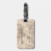 Elegant Monogrammed Ivory Beige Pearl Texture ラゲッジタグ (裏面縦)