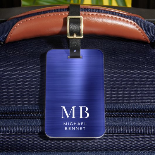 Elegant Monogrammed Navy Blue  ラゲッジタグ (正面インサイチュ2)