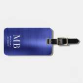 Elegant Monogrammed Navy Blue  ラゲッジタグ (正面横)