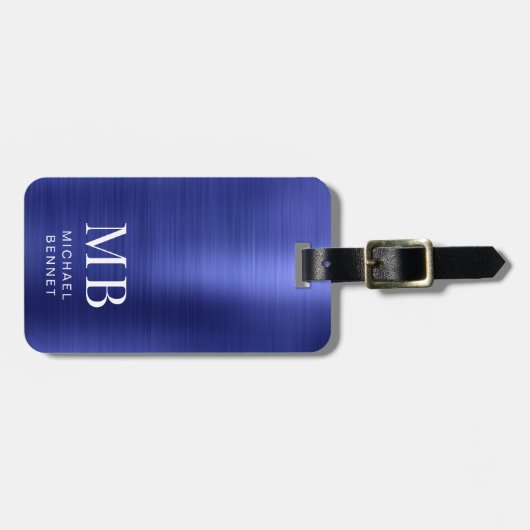 Elegant Monogrammed Navy Blue  ラゲッジタグ (正面横)