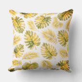 Elegant Monstera and Palm Leaves Pattern クッション (正面)