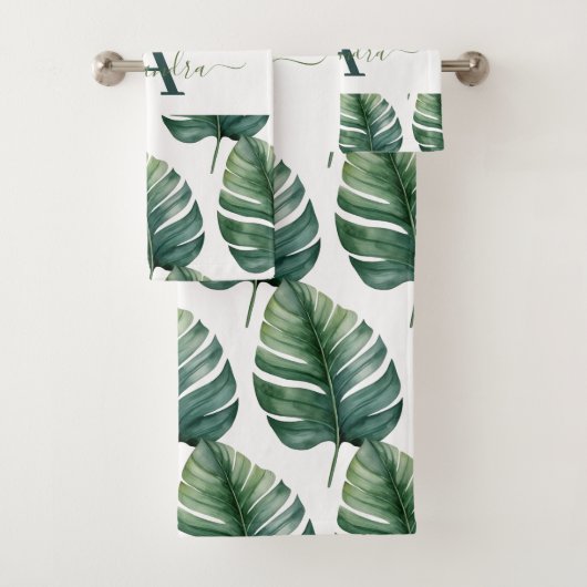 Elegant Monstera Greenery Botanical Towel Set バスタオルセット (インサイチュ)