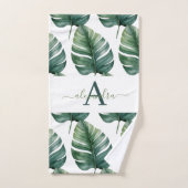 Elegant Monstera Greenery Botanical Towel Set バスタオルセット (ハンドタオル)
