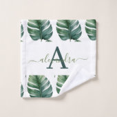 Elegant Monstera Greenery Botanical Towel Set バスタオルセット (ウォッシュタオル)