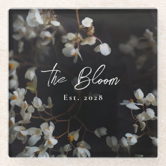 Elegant Moody Dark Floral  ガラスコースター (正面)