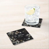 Elegant Moody Dark Floral  スクエアペーパーコースター (インサイチュ)