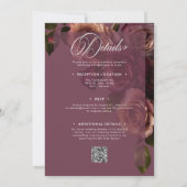 Elegant Moody Rust Burgundy Floral QR Code Wedding 招待状 (裏面)