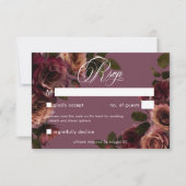 Elegant Moody Soft Rust & Burgundy Floral QR Code 出欠カード (正面)