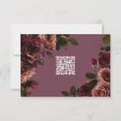 Elegant Moody Soft Rust & Burgundy Floral QR Code 出欠カード (裏面)