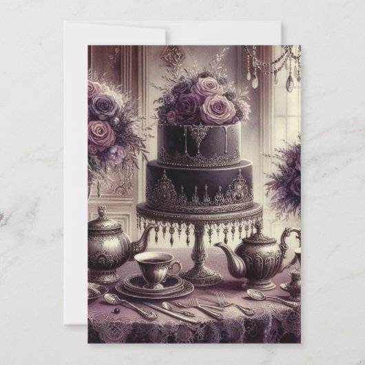 Elegant Moody Tea Party Invitation 招待状 (裏面)
