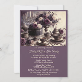 Elegant Moody Twilight Winter Tea Party Invitation 招待状