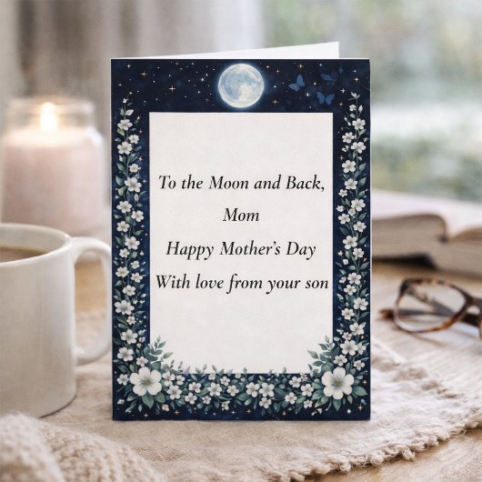 Elegant Moon Floral Mother’s Day Card from Son カード