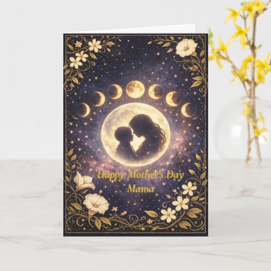 Elegant Moon Phase Mother’s Day Card for Mama カード (黄色い花)