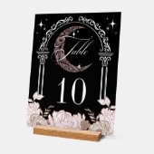 Elegant Moon Stars Floral Quinceañera Table Number アクリルサイン (傾斜)