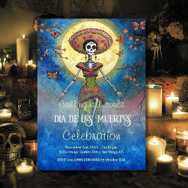 Elegant Moonlit Catrina Día de Muertos Celebration 招待状