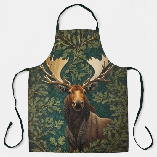 Elegant Moose William Morris Inspired エプロン (正面)
