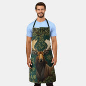 Elegant Moose William Morris Inspired エプロン (着用した状態)