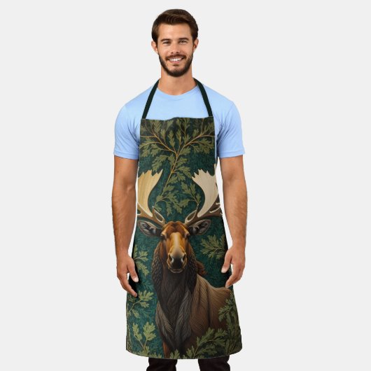 Elegant Moose William Morris Inspired エプロン (着用した状態)