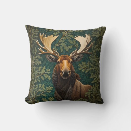 Elegant Moose William Morris Inspired クッション (正面)