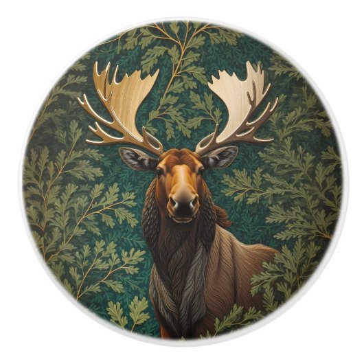 Elegant Moose William Morris Inspired セラミックノブ (正面)