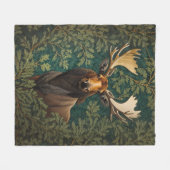 Elegant Moose William Morris Inspired フリースブランケット (正面(横))