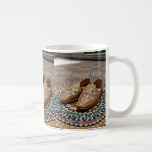 Elegant Moroccan Babouche & Zellij Mosaic Art コーヒーマグカップ (右)