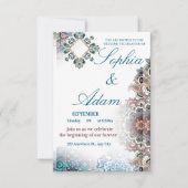 Elegant Moroccan Tile Wedding Invitation 出欠カード (正面)