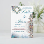 Elegant Moroccan Tile Wedding Invitation 出欠カード (スタンド正面)