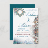 Elegant Moroccan Tile Wedding Invitation 出欠カード (正面/裏面)