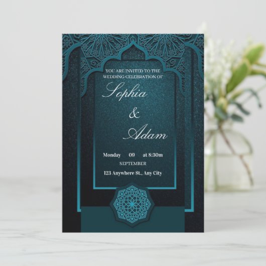 Elegant Moroccan Wedding Invitation 招待状 (スタンド正面)