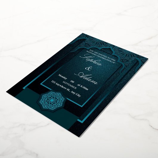Elegant Moroccan Wedding Invitation 箔招待状 (回転した状態)