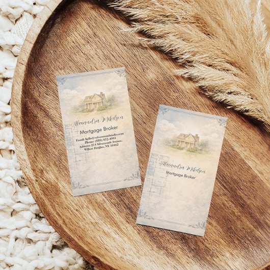 Elegant Mortgage Broker Home Blueprint Branding 名刺