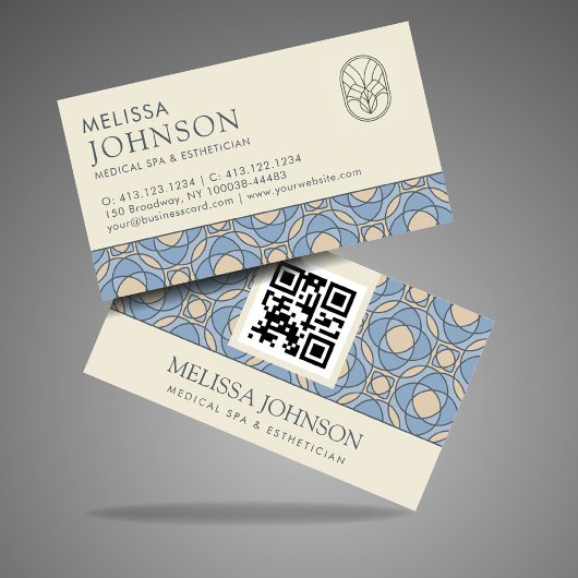 Elegant Mosaic Medical Spa & Esthetician QR Card 名刺