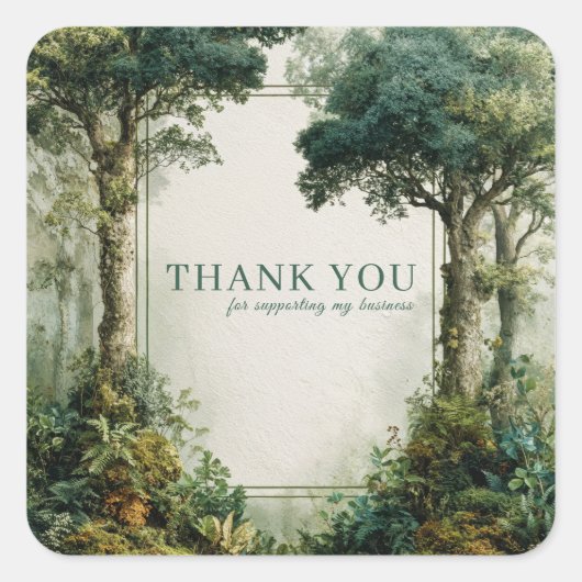 Elegant Mossy Forest Ancient Tree Rustic スクエアシール (正面)