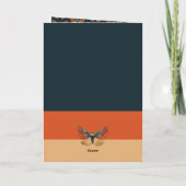 Elegant Moth Autumn Foliage Navy Blue Xmas Photo  カード (裏面)