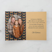 Elegant Moth Autumn Foliage Navy Blue Xmas Photo  カード (内部)